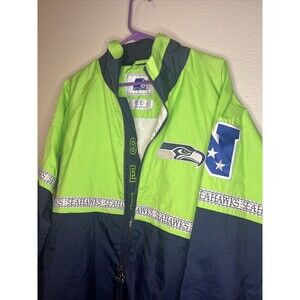 SEATTLE SEAHAWKS STARTER Full Zip Jacket BLUE Medium M RARE Windbreaker NWOT